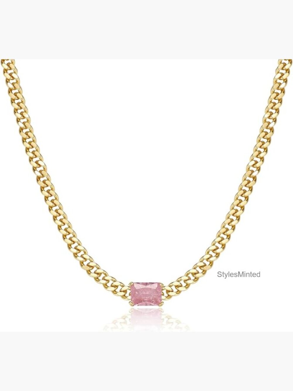 14K Gold Plated Dainty Cuban Link Chain Choker Pendant Necklace